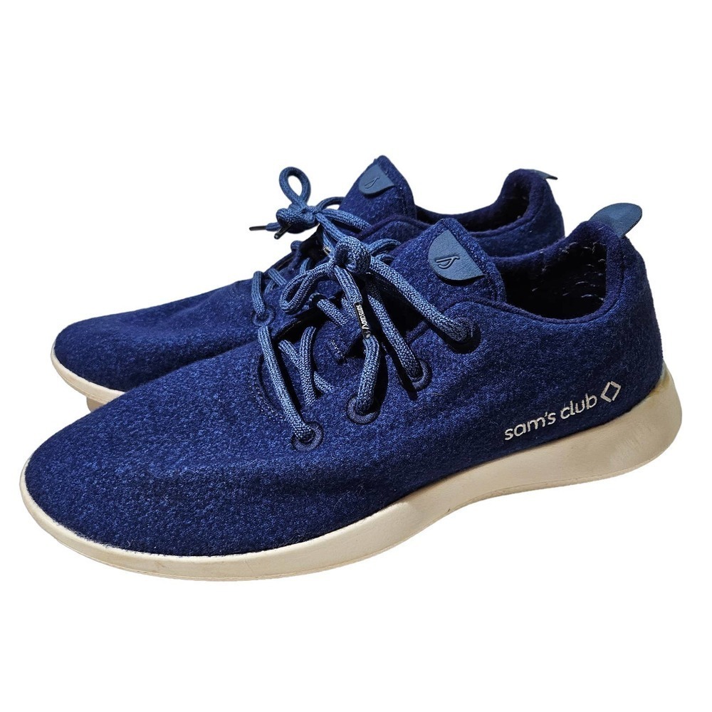 Allbirds Wool Runners Men's Sz 12 Blue Logo Embroidered‎ Sneakers Shoes Laces